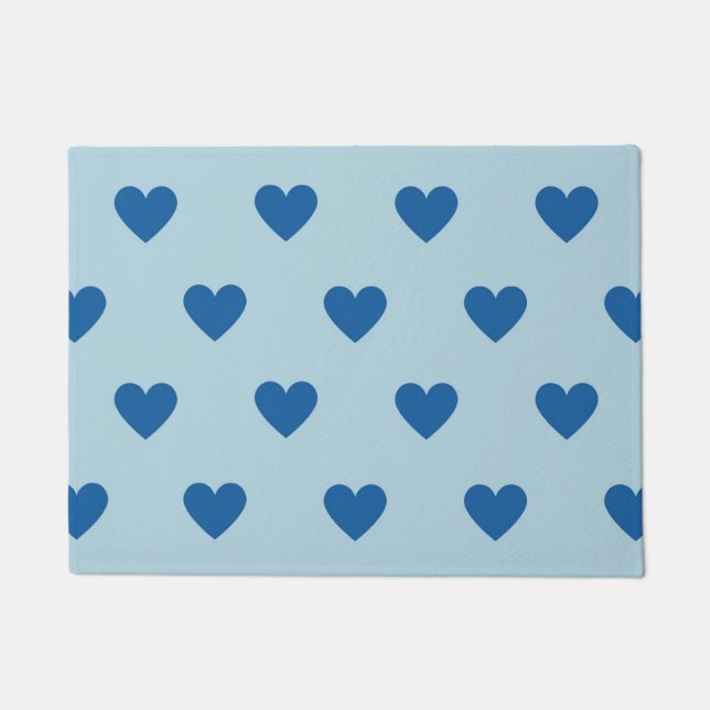 Paillasson Bleu mignon simple Motif de coeur (Devant)