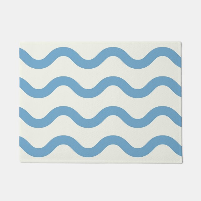Paillasson Bleu Nautique Super Wavy Stripe moderne minimalist (Devant)