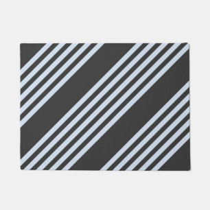 Paillasson Bleu pâle et charbon de bois cinq bandes motif