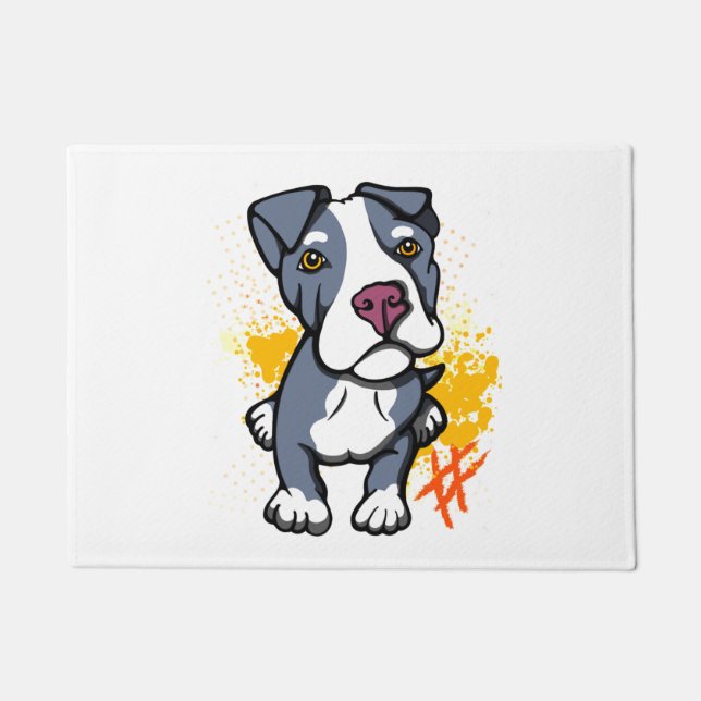 Paillasson Bleu Pit Bull (Devant)