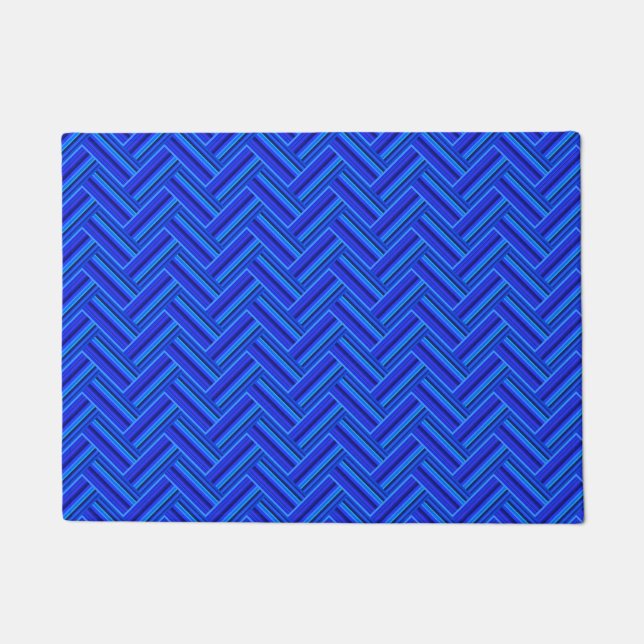 Paillasson Bleu rayures double motif (Devant)
