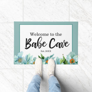 Paillasson Bleu turquoise Bienvenue à la Babe Cave She Shed