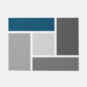 Paillasson Bloc de couleur moderne Mosaïque Océan bleu gris b