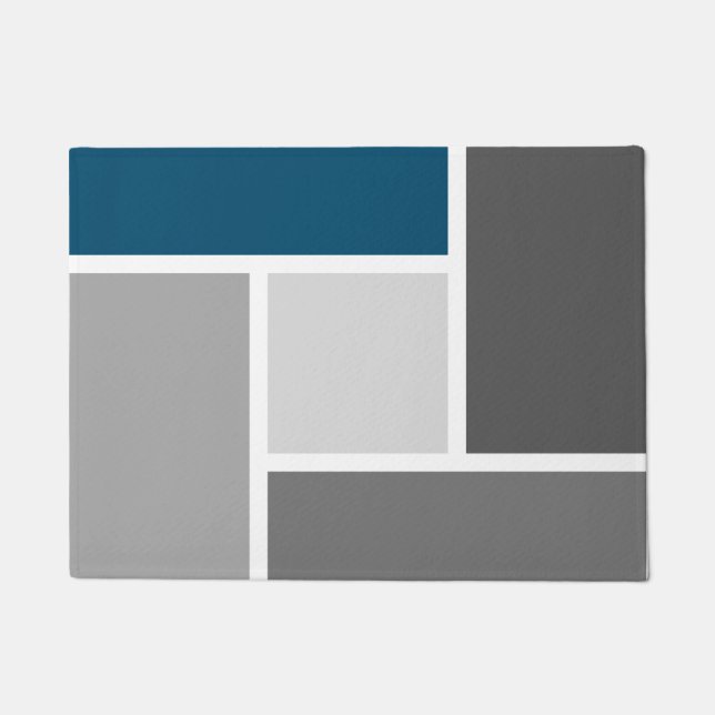 Paillasson Bloc de couleur moderne Mosaïque Océan bleu gris b (Devant)