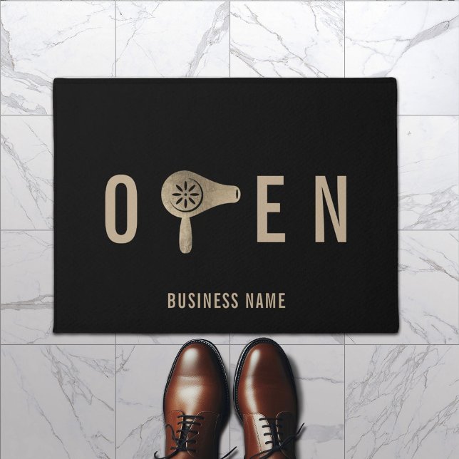 Paillasson Blow Dry Bar Salon des Cheveux Open Welcome (Créateur téléchargé)