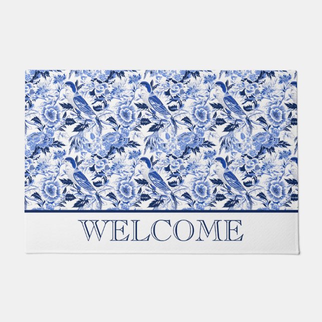 Paillasson Blue Bird Chinoiserie Welcome (Devant)