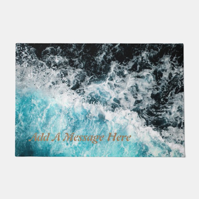 Paillasson Blue Black Ocean Waves Hawaii Canvas personnalisab (Devant)