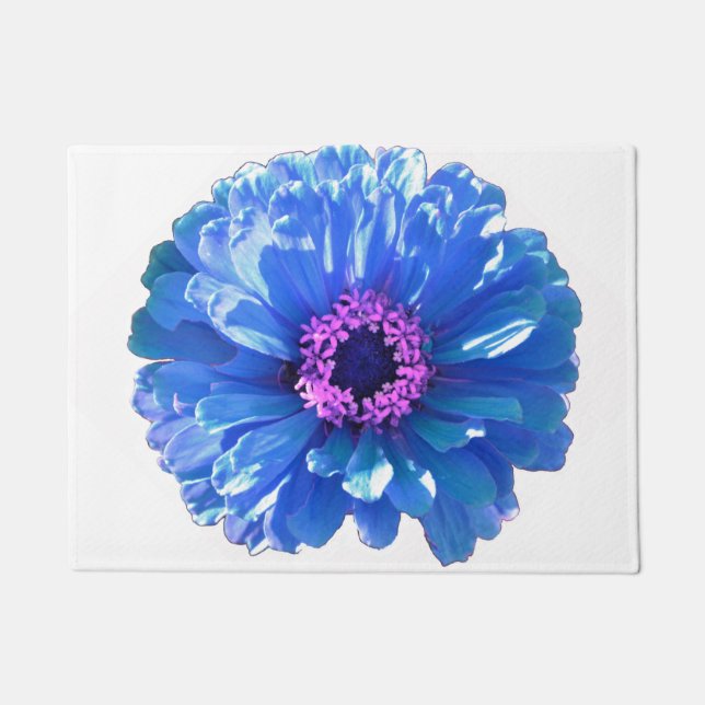 Paillasson Blue Daisy, fleur bleue, floral bleu (Devant)