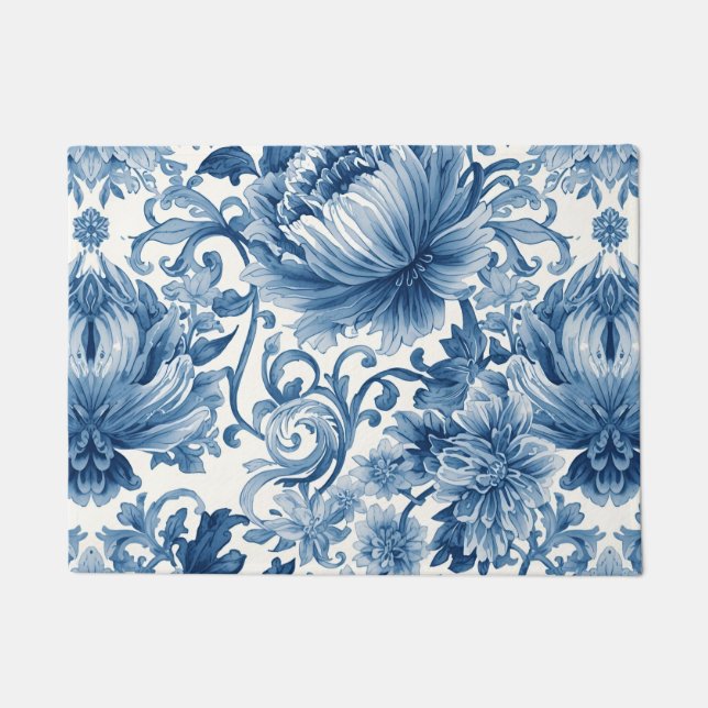 Paillasson Blue Dreams | Floral Watercolor Chinoiserie (Devant)