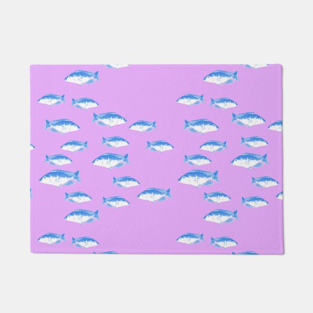 Paillasson Blue fish on lilac (Devant)