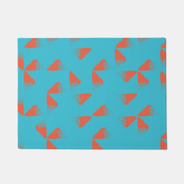Paillasson Blue, orange, vibrant, trendy geometric pattern (Devant)