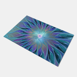 Paillasson Blue Purple Flower Dream Abstrait Fractal Art