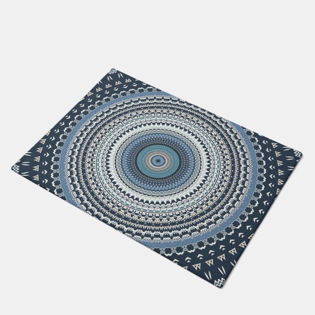Paillasson Boho bleu Bohême Mandala    (Incliné)