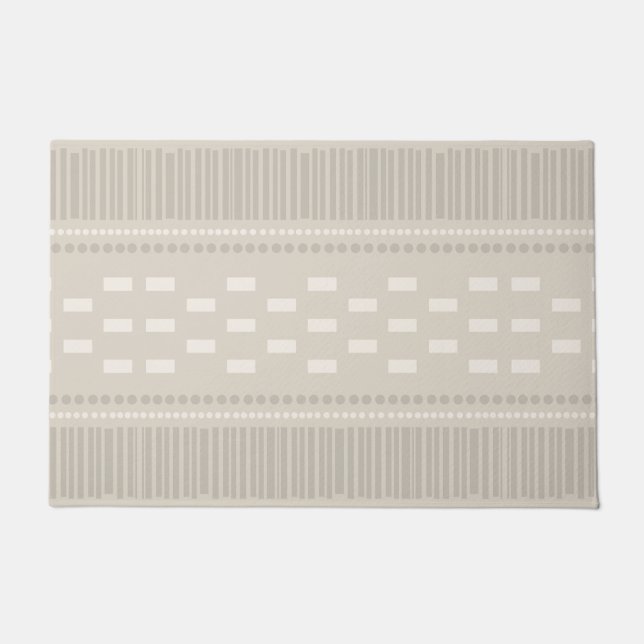 Paillasson Boho Lignes Scandinaves Points Taupe (Devant)