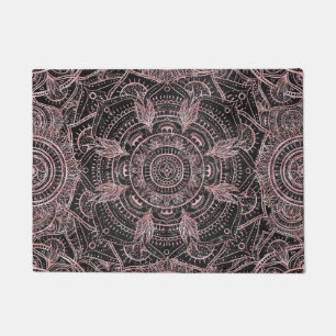 Paillasson Boho Rose Gold Grey Mandala Design élégant