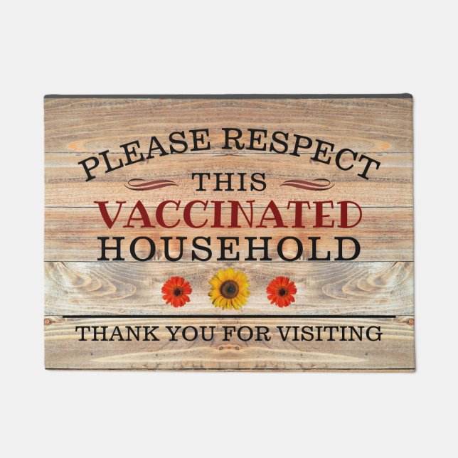 Paillasson Bois rustique avec tournesol VACCINÉ Bienvenue (Devant)