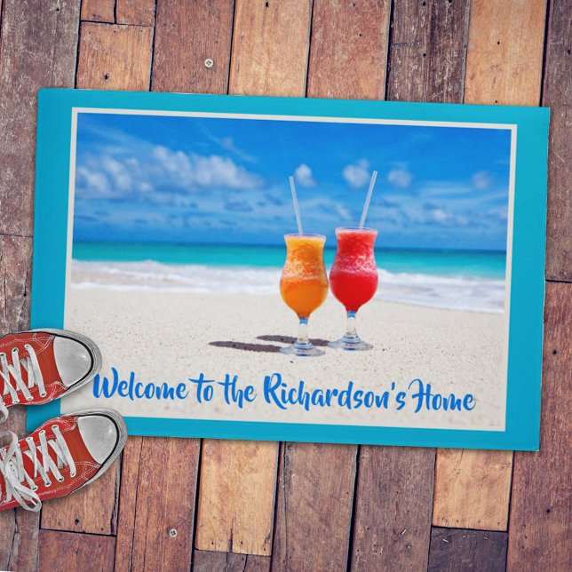 Paillasson Boissons Beach Sand Ocean View Welcome Doormat (Créateur téléchargé)