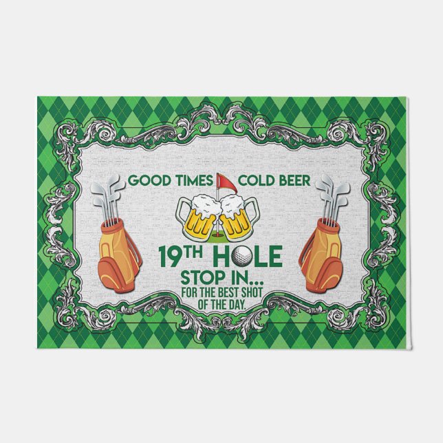 Paillasson Bon Temps Froid Bière Drôle Mat, Golf (Devant)