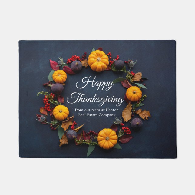Paillasson Bon thanksgiving Business Citrouille Wreath Modern (Devant)