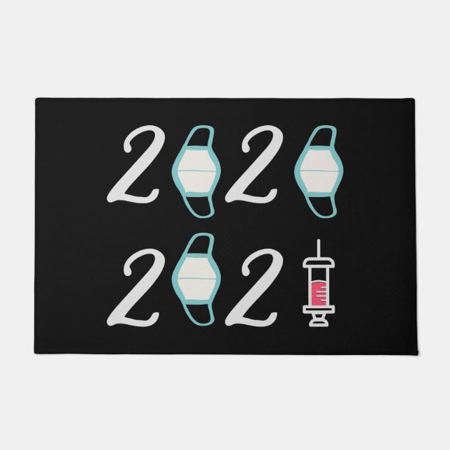 Paillasson Bonjour 2021 Adieu 2020 - C’est enfin terminé (Devant)