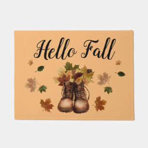Paillasson Bonjour Automne Bienvenue Orange Doormat