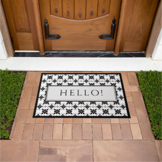 Paillasson Bonjour Carreaux de sol vintage noir et blanc Desi