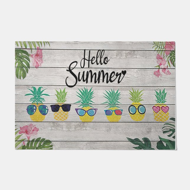 Paillasson Bonjour Matelas d'été, Design d'ananas (Devant)