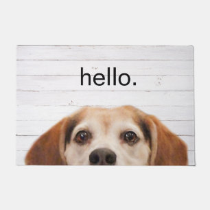Paillasson Bonjour mignon Beagle chien visage blanc bois