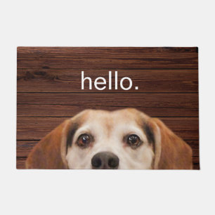 Paillasson Bonjour mignon Beagle chien visage foncé bois fon