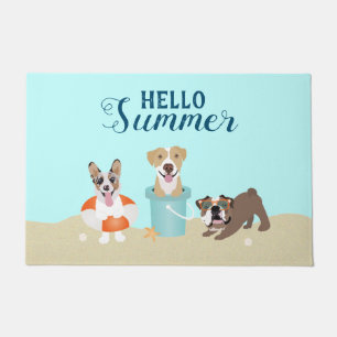 Paillasson Bonjour Summer Beach Chiens Bleus