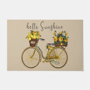 Paillasson Bonjour Sunshine Fleur Jaune mat de porte de vélo