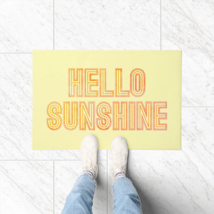 Paillasson Bonjour Sunshine Retro Typographie Jaune Porte Mat