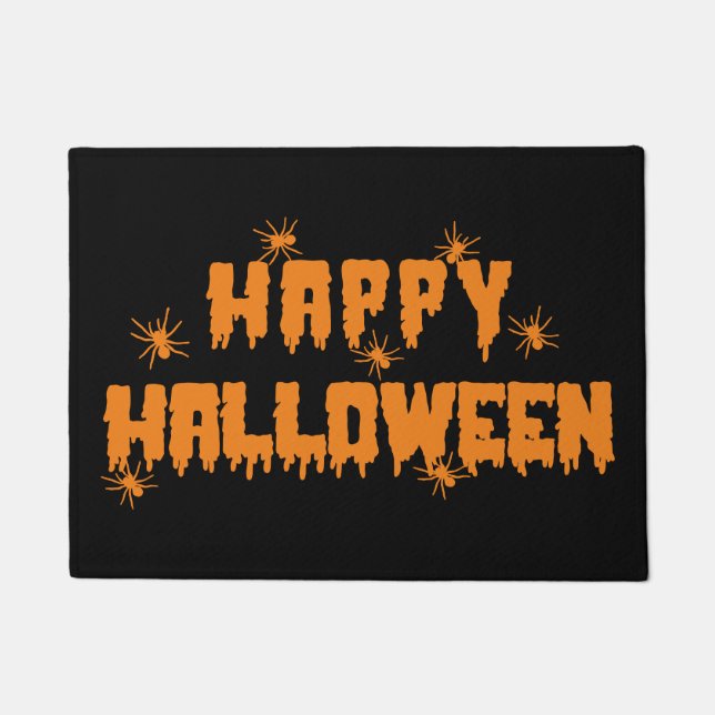 Paillasson Bonne Halloween avec les araignées (Devant)