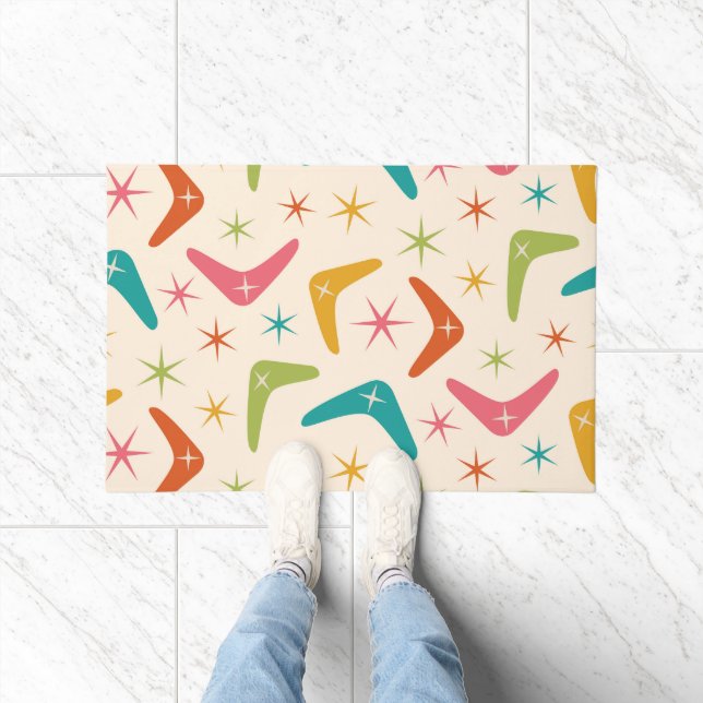 Paillasson Boomerang du milieu du siècle avec Starbursts rétr (Intérieur)