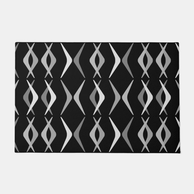 Paillasson Boomerangs du milieu du siècle noir gris (Devant)