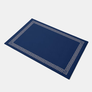 Paillasson Bordure clé de méandre grecque - Bleu et crème 