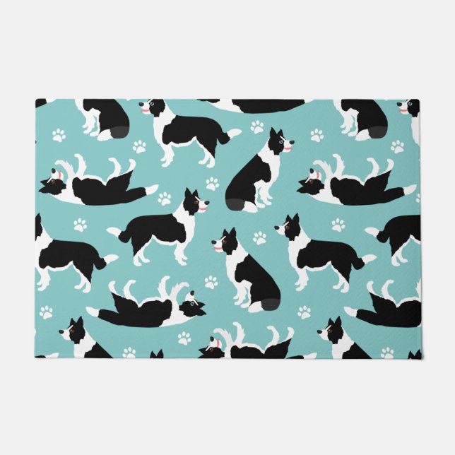 Paillasson Bordure Collie et Empreinte de patte (Devant)