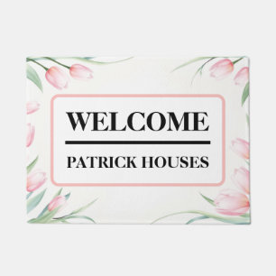 Paillasson Bordure de tulipe pastel personnalisée