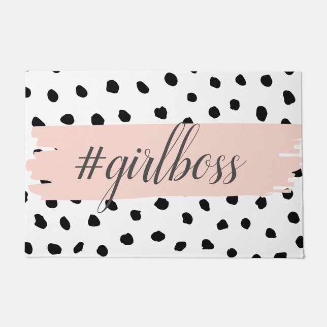 Paillasson Boss et points noirs Pastel Rose moderne (Devant)