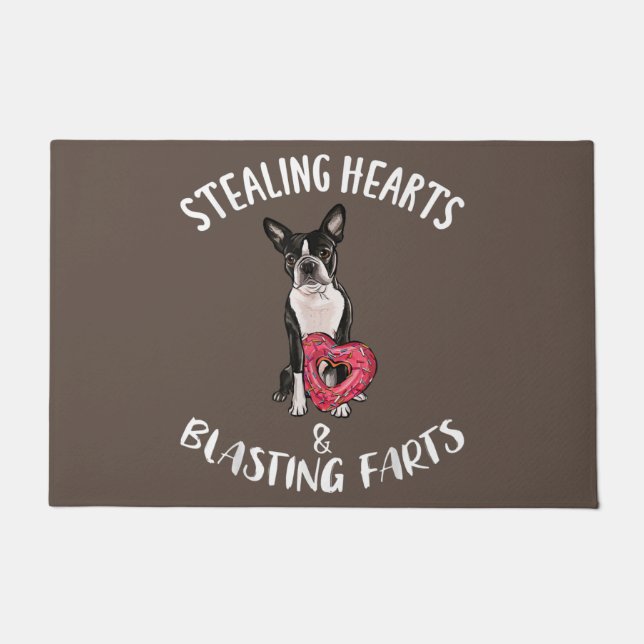 Paillasson Boston Terrier maman, Boston Terrier papa, amoureu (Devant)