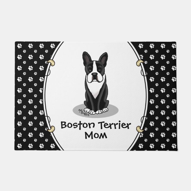 Paillasson Boston Terrier Mom (noir) - Chien mignon (Devant)