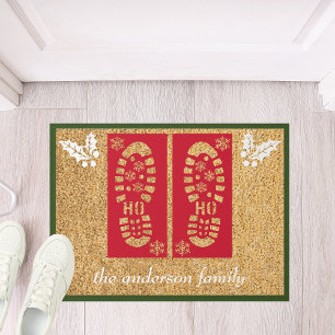 Paillasson Bottes Père Noël Personnalisées Noël Rouge Vert Bl
