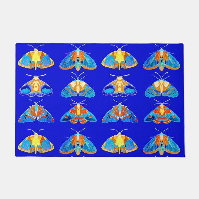 Paillasson Bouches en bleu, orange et turquoise (Devant)