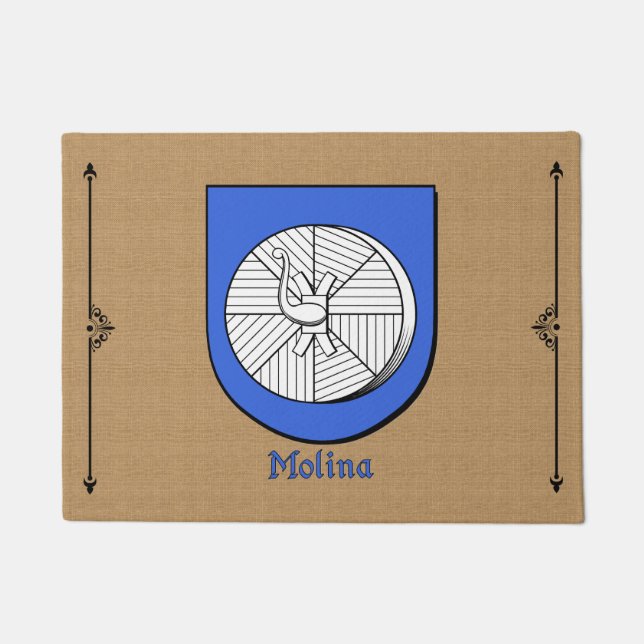 Paillasson Bouclier historique de Molina sur Motif Burlap (Devant)