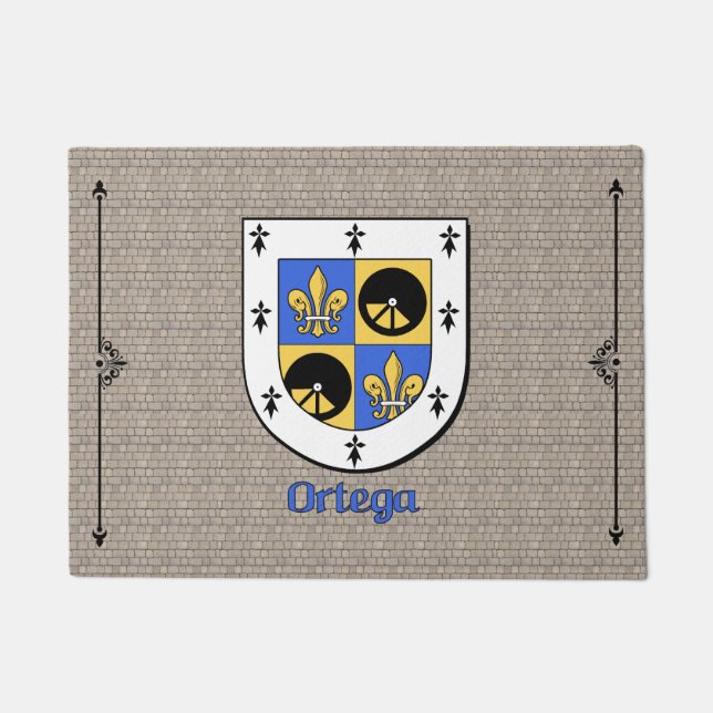 Paillasson Bouclier historique Ortega sur pierre coblestone (Devant)