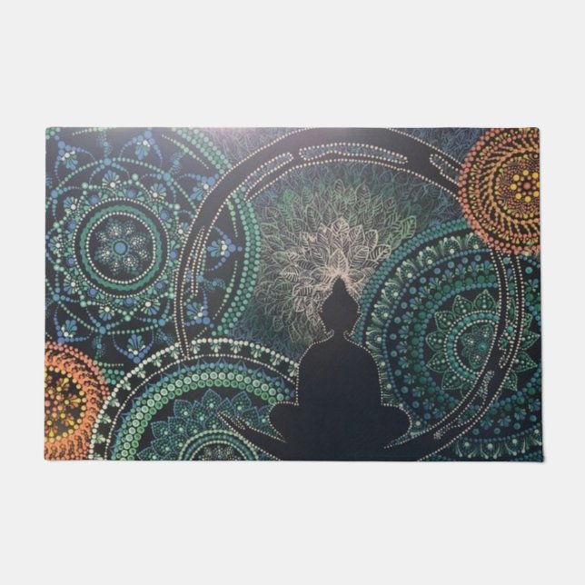 Paillasson Bouddha, Dot Art Mandala, Méditation (Devant)
