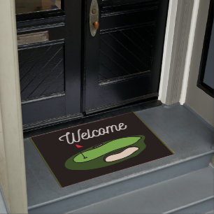 Paillasson Boule de golf avec tee sur herbe verte