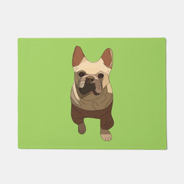Paillasson Bouledogue Français, Vert Citron (Devant)