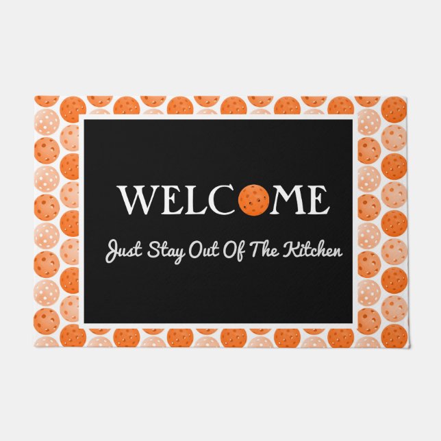 Paillasson Boules de Pickleball Orange, évitez la cuisine (Devant)
