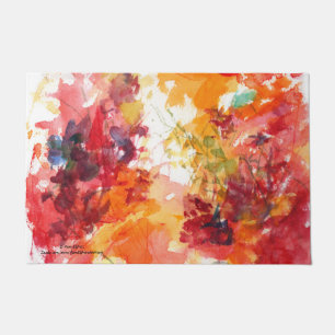 Paillasson Bouquet de fleurs rouge-orange clair aquarelle